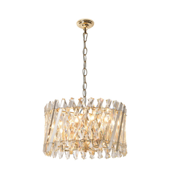 Modern and Elegant Crystal Chandelier in Gold Finish 6 Lamps