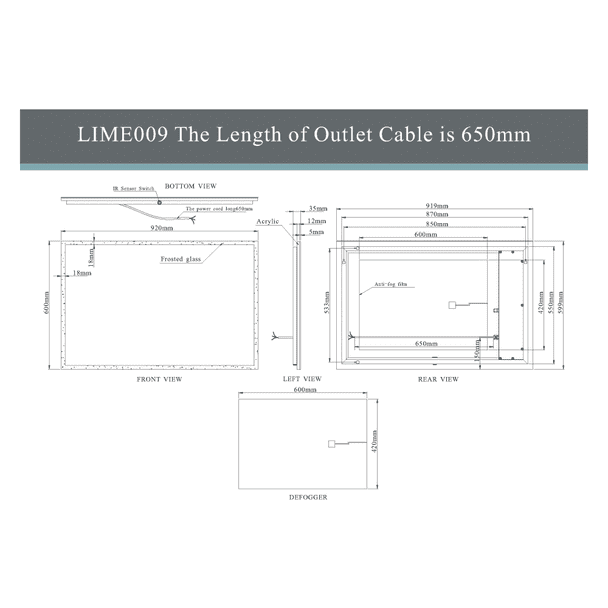 Illuminated Ambient Mirror IP44/IR Motion Sensor CCT