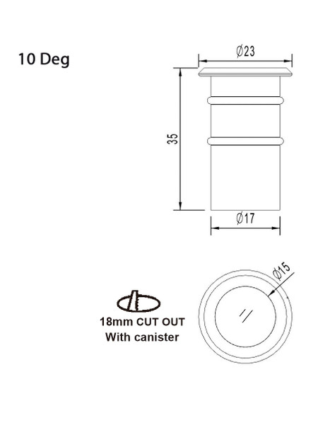 316L Stainless Steel Mini LED Marker Light Technical Drawing