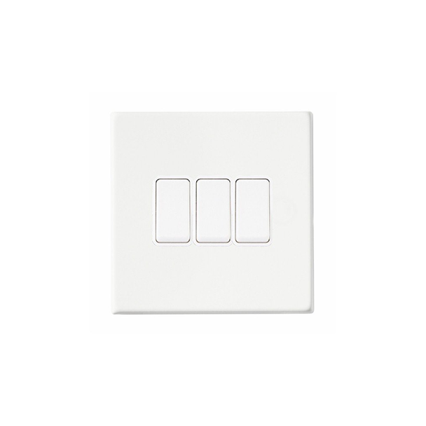 Gloss White 3 gang 20AX 2 Way Rocker