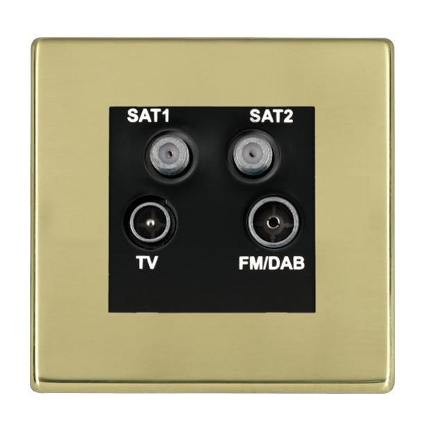 Hartland CFX Polished Brass Non-Isolated TV+FM+SAT1+SAT2 Quadplexer 2in/4out (DAB Compatible) Black