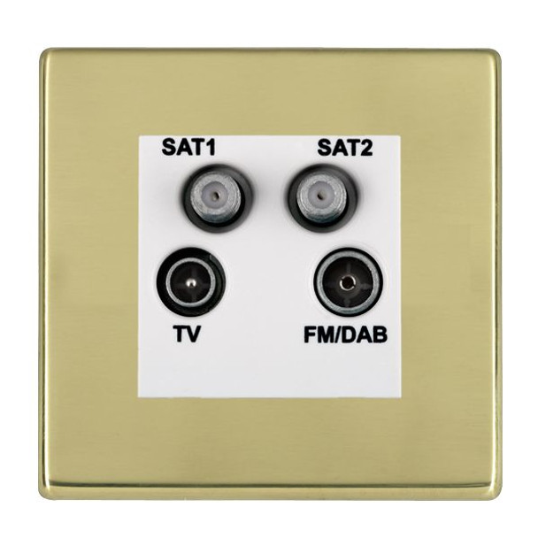 Hartland CFX Polished Brass Non-Isolated TV+FM+SAT1+SAT2 Quadplexer 2in/4out (DAB Compatible) White