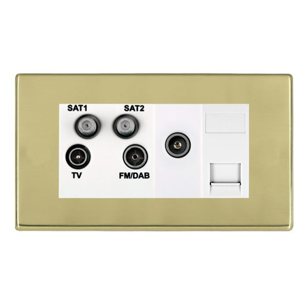 Hartland CFX Polished Brass Non-Isolated TV+FM+SAT1+SAT2 Quadplexer 2in/4out +TVF+TCS (DAB Compatible) White