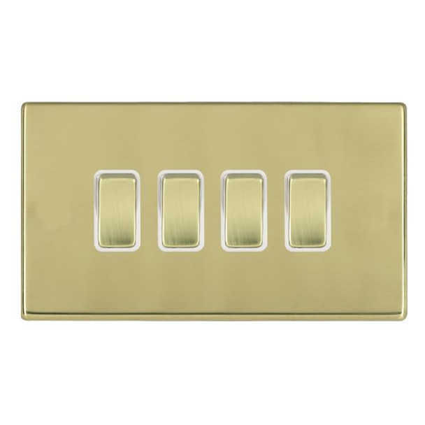 Hartland CFX Polished Brass 4 gang 20AX 2 Way Rocker Polished Brass/White