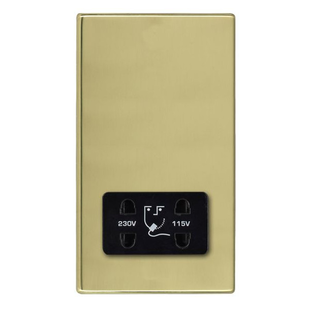 Hartland CFX Polished Brass Shaver Dual Voltage Unswitched Socket (Vertically Mounted) Black