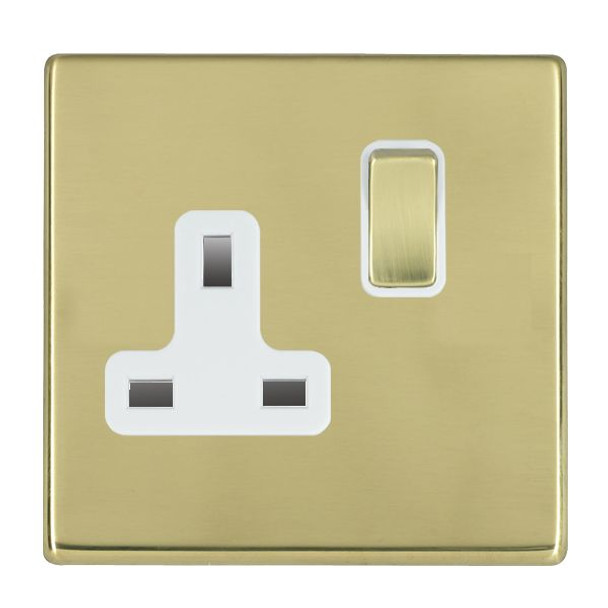 Hartland CFX Polished Brass 1 gang 13A Double Pole Switched Socket Polished Brass/White