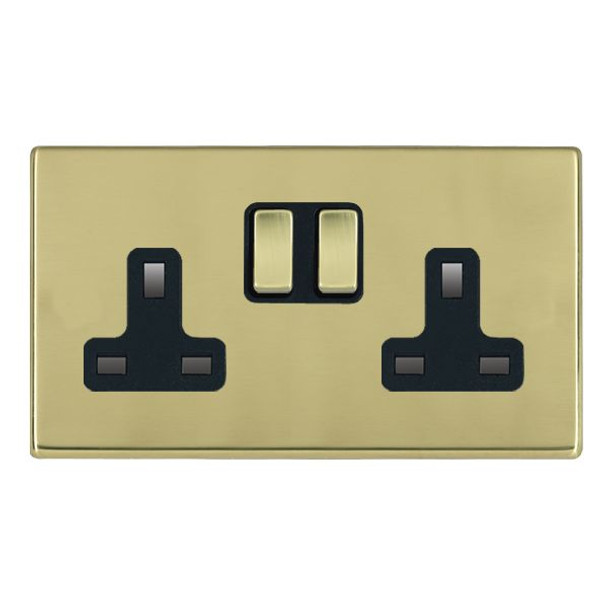 Hartland CFX Polished Brass 2 gang 13A Double Pole Switched Socket Polished Brass/Black