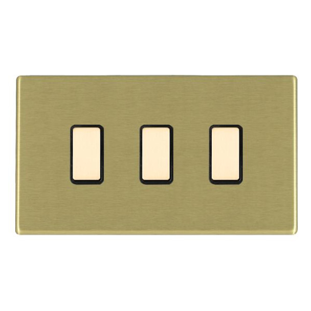 Hartland CFX Satin Brass 3 gang Multi-Way Touch Slave Controller Satin Brass/Black