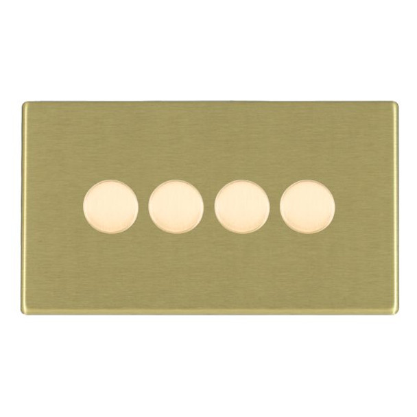 Hartland CFX Satin Brass 4x400W Resistive Leading Edge Push On-Off Rotary 2 Way Switching Dimmers max 300W per gang Satin Brass