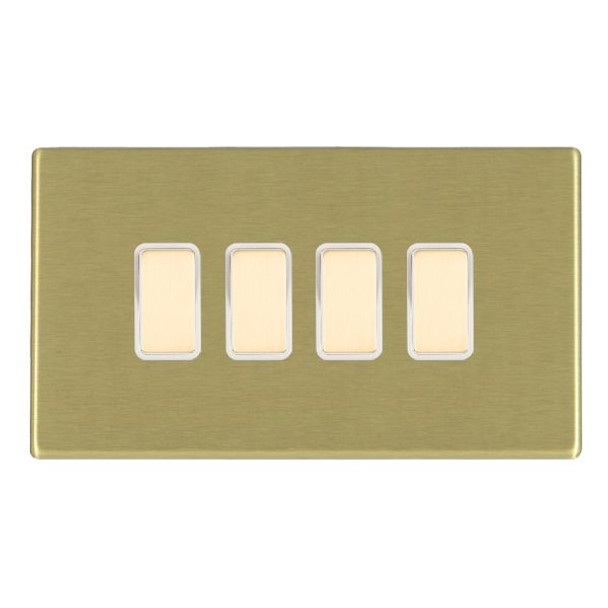 Hartland CFX Satin Brass 4x250W/210VA Resistive/Inductive Trailing Edge Touch Master Multi-Way Dimmers Satin Brass/White