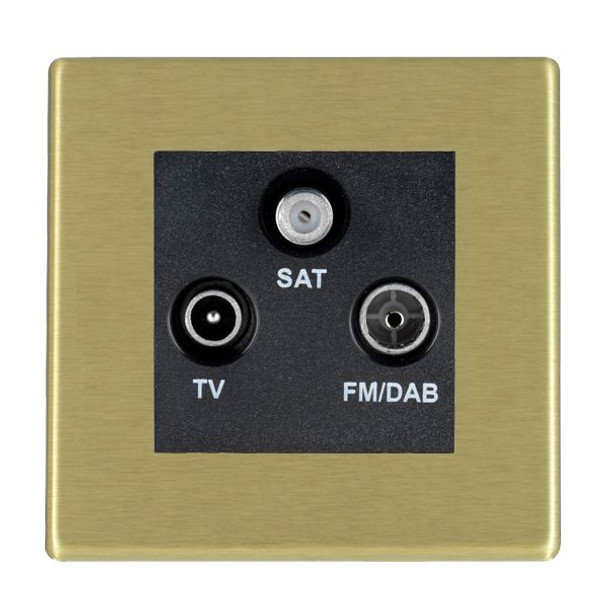 Hartland CFX Satin Brass Non-Isolated TV+FM+SAT Triplexer 1in/3out (DAB Compatible) Black