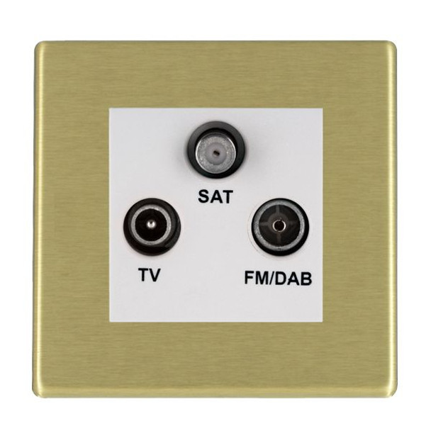 Hartland CFX Satin Brass Non-Isolated TV+FM+SAT Triplexer 1in/3out (DAB Compatible) White