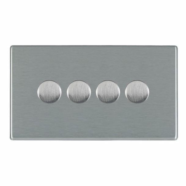 Hartland CFX Satin Steel Effect 4x400W Resistive Leading Edge Push On-Off Rotary 2 Way Switching Dimmers max 300W per gang Satin Steel