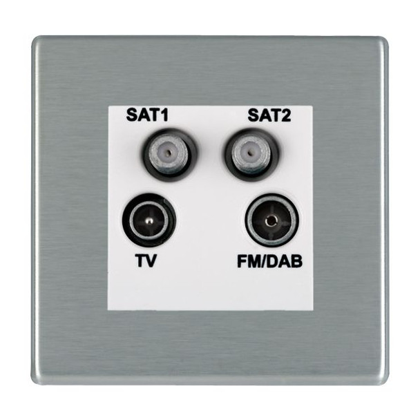 Hartland CFX Satin Steel Effect Non-Isolated TV+FM+SAT1+SAT2 Quadplexer 2in/4out (DAB Compatible) White