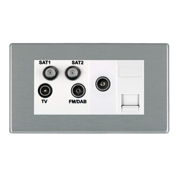 Hartland CFX Satin Steel Effect Non-Isolated TV+FM+SAT1+SAT2 Quadplexer 2in/4out +TVF+TCS (DAB Compatible) White