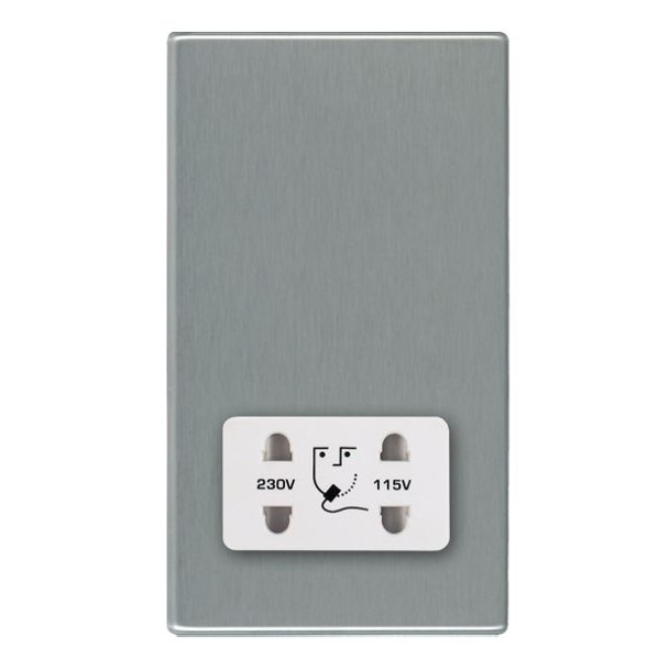 Hartland CFX Satin Steel Effect Shaver Dual Voltage Unswitched Socket (Vertically Mounted) White