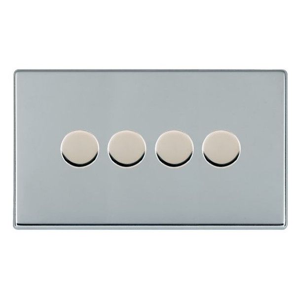 Hartland CFX Bright Chrome 4g 100W LED 2 Way Push On/Off Rotary Dimmer Bright Chrome