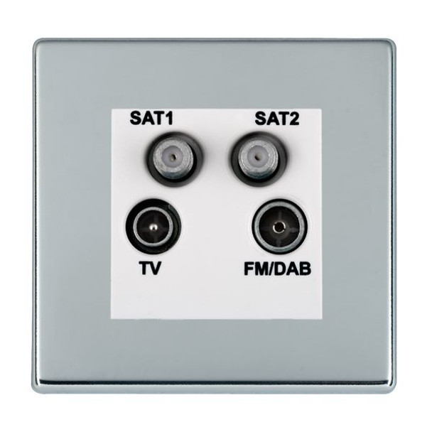 Hartland CFX Bright Chrome Non-Isolated TV+FM+SAT1+SAT2 Quadplexer 2in/4out (DAB Compatible) White