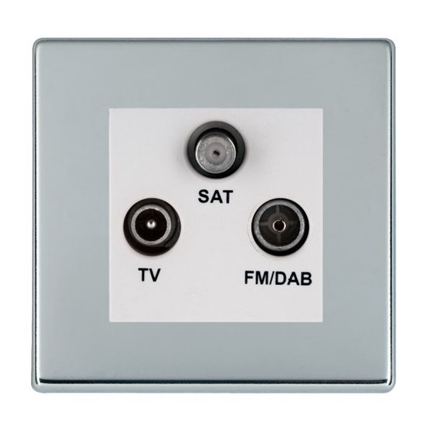 Hartland CFX Bright Chrome Non-Isolated TV+FM+SAT Triplexer 1in/3out (DAB Compatible) White