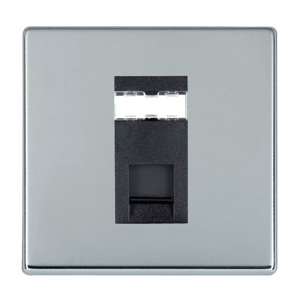 Hartland CFX Bright Chrome 1 gang RJ45 CAT 5E Outlet - Unshielded Black