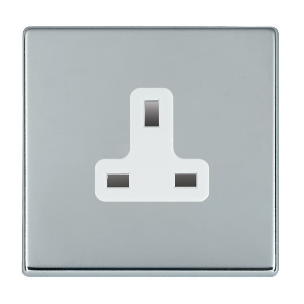 Hartland CFX Bright Chrome 1 gang 13A Unswitched Socket White