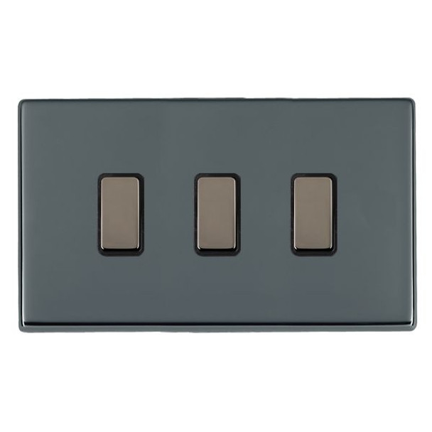 Hartland CFX Black Nickel 3x250W/210VA Resistive/Inductive Trailing Edge Touch Master Multi-Way Dimmers Black Nickel/Black