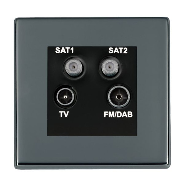 Hartland CFX Black Nickel Non-Isolated TV+FM+SAT1+SAT2 Quadplexer 2in/4out (DAB Compatible) Black