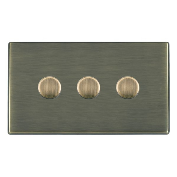 Hartland CFX Antique Brass 3x250W/210VA Resistive/Inductive Trailing Edge Push On/Off Rotary Multi-Way Dimmers Antique Brass