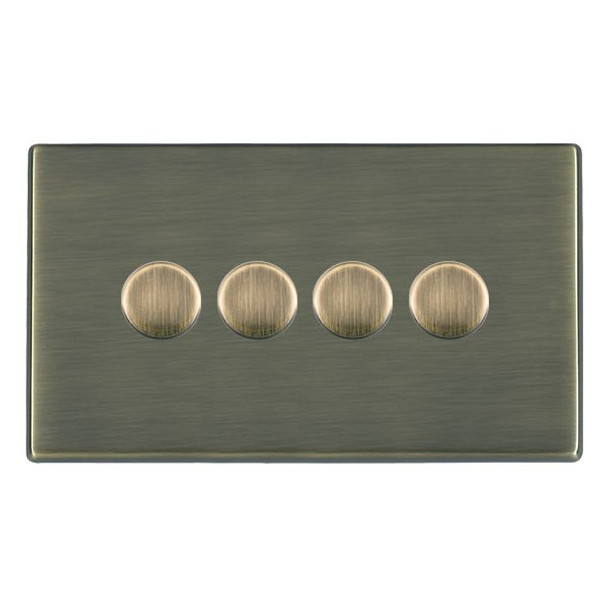 Hartland CFX Antique Brass 4x400W Resistive Leading Edge Push On-Off Rotary 2 Way Switching Dimmers max 300W per gang Antique Brass