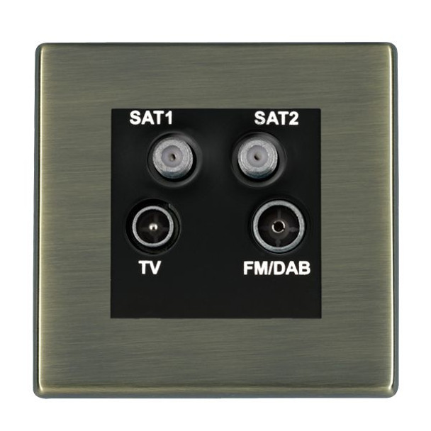 Hartland CFX Antique Brass Non-Isolated TV+FM+SAT1+SAT2 Quadplexer 2in/4out (DAB Compatible) Black