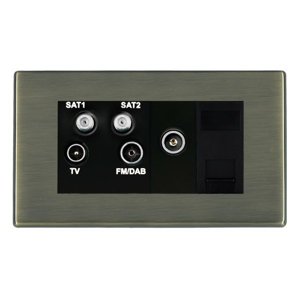 Hartland CFX Antique Brass Non-Isolated TV+FM+SAT1+SAT2 Quadplexer 2in/4out +TVF+TCS (DAB Compatible) Black