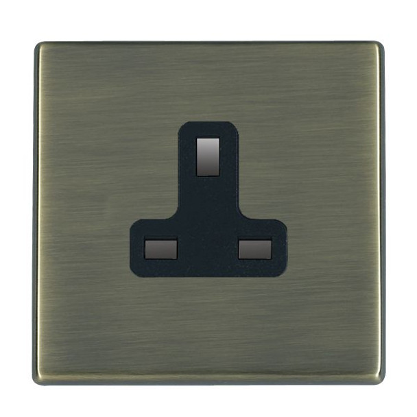 Hartland CFX Antique Brass 1 gang 13A Unswitched Socket Black