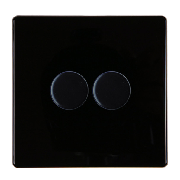 Hartland CFX Colours Black 2g 100W LED 2 Way Push On/Off Rotary Dimmer Black