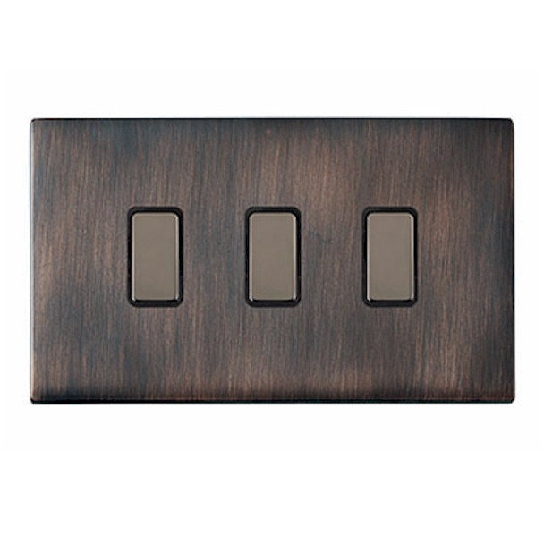 Hartland CFX Etrium Bronze 3x250W/210VA Resistive/Inductive Trailing Edge Touch Master Multi-Way Dimmers Black Nickel/Black