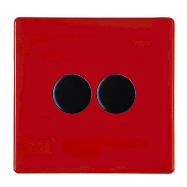 LED Dimmer Plate in Red with Black Inserts