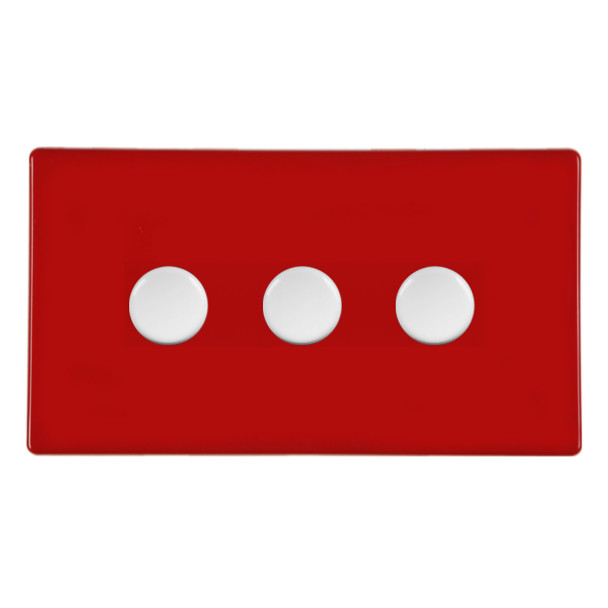 3 Gang LED Dimmer Switch in Red with White Inserts