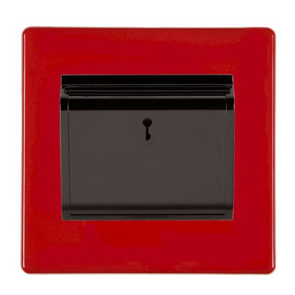 Hartland CFX Colours Pillar Box Red 1 gang 10A (6AX) Card Switch On/Off with Blue LED Locator Black/Black