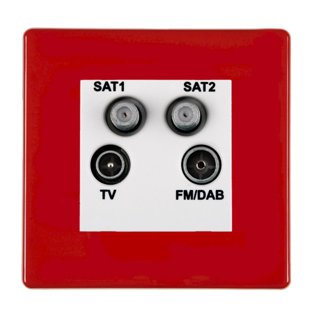 Hartland CFX Colours Pillar Box Red Non-Isolated TV+FM+SAT1+SAT2 Quadplexer 2in/4out (DAB Compatible) White