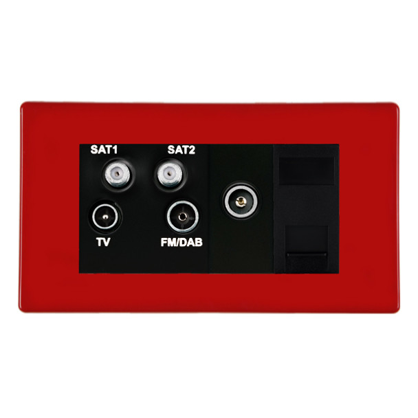 Hartland CFX Colours Pillar Box Red Non-Isolated TV+FM+SAT1+SAT2 Quadplexer 2in/4out +TVF+TCS (DAB Compatible) Black