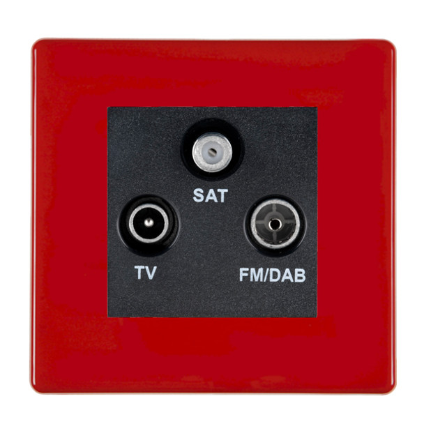 Hartland CFX Colours Pillar Box Red Non-Isolated TV+FM+SAT Triplexer 1in/3out (DAB Compatible) Black