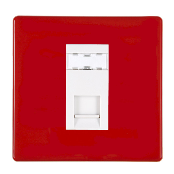 Hartland CFX Colours Pillar Box Red 1 gang RJ45 CAT 5E Outlet - Unshielded White