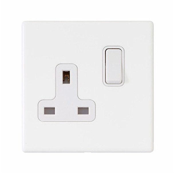 Hartland CFX Colours Bright White 1 gang 13A Double Pole Switched Socket White/White