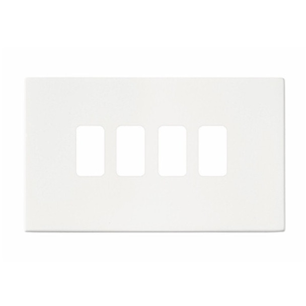 Hartland CFX Grid-IT Primed White 4 Gang Grid Fix Aperture Plate with Grid