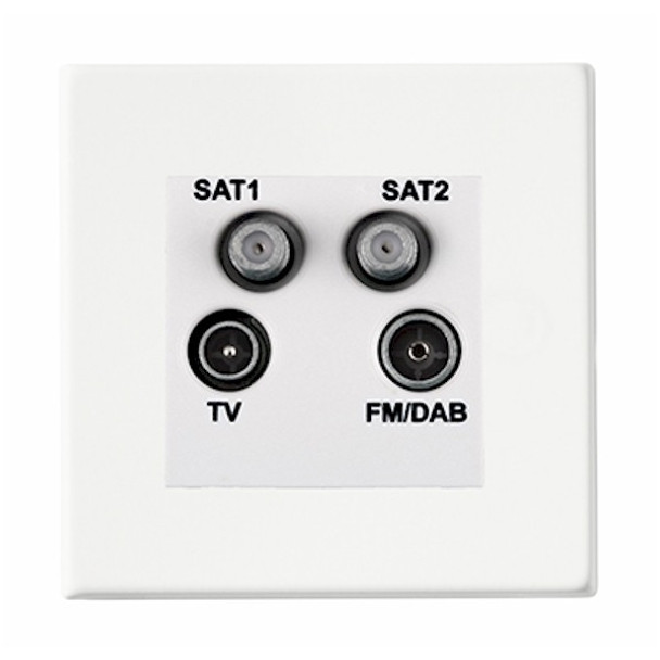 Hartland CFX Primed White Non-Isolated TV+FM+SAT1+SAT2 Quadplexer 2in/4out (DAB Compatible) White