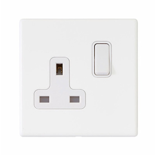Hartland CFX Primed White 1 gang 13A Double Pole Switched Socket White/White