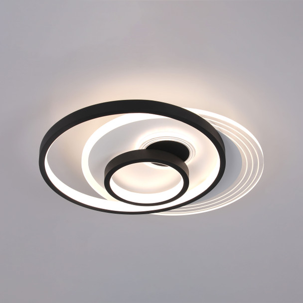 Round LED Ceiling Flush Light in Black Finish