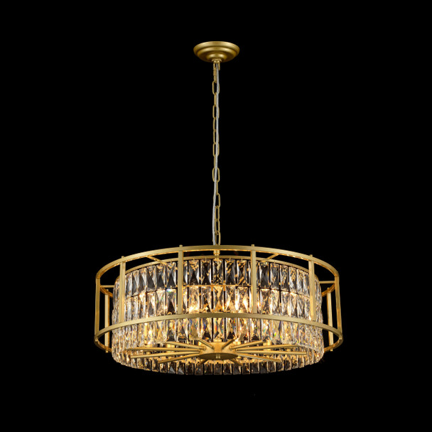 Satin Brass Large Crystal Glass Chandelier