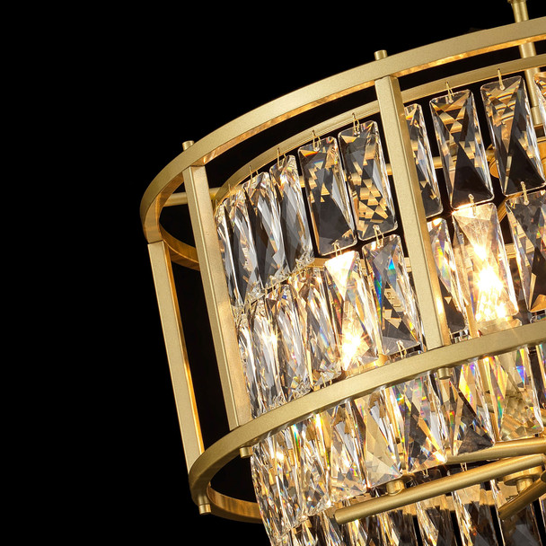 Frame and Crystals of Satin Brass Chandelier