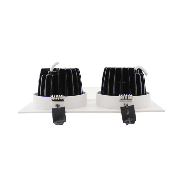 Twin Tiltable 10W Dimmable LED Downlight IP44 CCT 3K/4K side. Interior Twin Downlight