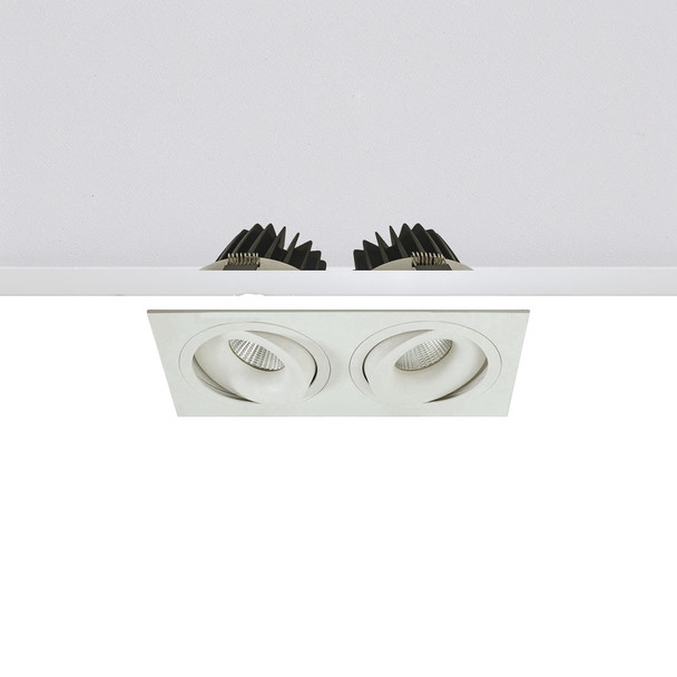 Twin Tiltable 10W Dimmable LED Downlight IP44 CCT 3K/4K